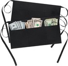 2 Pack Waitress Apron With 3 Pockets - Black Server Aprons - Waiter Short Hal   