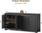 60  Buffet Cabinet With Storage 4 Doors   Adjustable Shelves Black Credenza