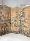 1900 Folding Screen Antique French Hand Painted Signed Provenance Rustic Chatea