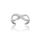 Infinity Toe Ring Adjustable Real Sterling Silver 925 With Czs