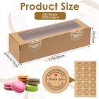 100 Pcs Brown Macaron Boxes With Window  Bakery Boxes With Stickers  Cookie