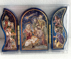 Nativity Scene Standing Blue Wood Triptych 2 5  X 1 75  Made In Hungary