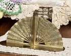 Vintage Solid Brass Asian Fan Bookends Pair Mcm