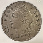 1897 Dominican Republic Peso Silver Anacs Soapbox Xf-45 Tough Grade And Holder