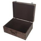 Large Wooden Decorative Storage Trunk - Wood Leather Treasure Chest Style 1