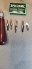 Vintage No  1 Speedball Linoleum Cutter Tool W  5 Blades Original Box