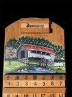 Vintage Wood Perpetual Wall Calendar Country Home Hand Made Handpainted Complete