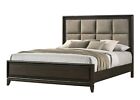 6pc Queen Size Brown Finish Beautiful Design Padded Headboard Bed Set Furniture