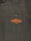 Harley Davidson Black And Orange Embroidered Pleated Button Up Shirt Xl