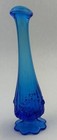 Vintage Blue Glass Vase Roses Swung Stretch Pedestal 9 25   