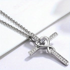 Womens Necklace Cross Pendant Silver Plated Stainless Steel Chain Jewelry Gift