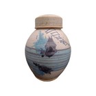 Vtg Signed Rhoads Pottery Ceramic Painted Glazed Jar Urn W lid 11 