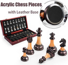Deluxe 16   Folding Wooden Chess Set With Weighted Acrylic Pieces   Storage