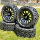 14  Glossy Black Golf Cart Wheels   All Terrain Tires 22x10-14 Ezgo club Car ymh