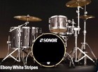 Sonor Prolite Maple Shells Ebony White Stripes Hi Gloss 20 Bd  12tt  14   16fts