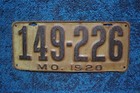 1920 Missouri License Plate