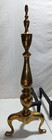 Vintage Brass Andirons Fireplace Log Holders Cast Iron Fire Dogs 25  Tall