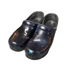 Dansko Womens Black Patent Leather Casual Work Heeled Clogs Shoes Size 39 Shiny