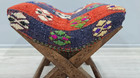 Antique Wooden Chair  Vintage Ottoman Stool  Kilim Stool  Primitive Stool