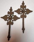 Cast Iron Wall Cross Set 2 Ornate Fleur De Lis Scrollwork Rustic Decorative Art
