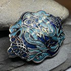 Celtic Dragon Enamel Brooch Irish Scottish Pagan Dragon Blue Ladies Pin