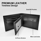 Men s Black Genuine Leather Wallet Rfid Blocking Slim Bifold Card Holder Purse