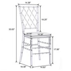 Set Of 3 Elegant Acrylic Chiavari Dining Chairs With Cushions For Weddings Party