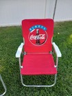 2 Coca-cola Folding Aluminum Lawn Chairs With White Plastic Arms