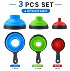 3 Collapsible Kitchen Funnels Set Wide Mouth Canning Funnels Food Grade Silicone