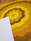 Awesome Rare Vintage Mid Century Retro 70s 60s Yel Grn Tan Wavy Flower Fabric 