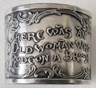 Antique Blackinton Sterling Silver Halloween Witch Riding Broom Cat Napkin Ring