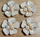4pc Large 36mm Jeweled Pearl Glam Flower Shoe Charms For Crocs   Shoe Laces