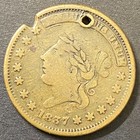 1837 Cent Hard Times Token 28mm 8 44g Scarce