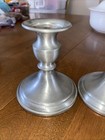 Vintage Web Weighted Pewter Candlestick Holders Matching Pair 4 1 2    Tall