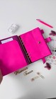Pink Leather Notebook Cover A5 Big Binder 6 Rings  Leather Planner Binder A5 