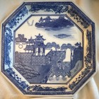 Antique 19thc Chinese Export Blue Canton Porcelain Octagon Plates-pair Unmarked