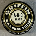 Vintage Griffin Abc Black Wax Shoe Polish Tin 1950s Collectible Display Decor