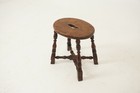 Antique Victorian Elm   Oak Joint Stool Oval Shape  Scotland 1890  H249