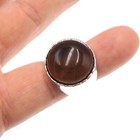 Designer Luc Sterling Silver 10ct Natural Cabochon Smoky Quartz Ring Size 6 75