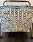 Vintage Folding Fabric Sewing Caddy Tote Knitting Basket Yarn Stand Metal Frame