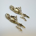 Vintage Pair Green Enamel Parrot Bird Brooch Pins Gold Tone Red Eyes 2 5 