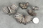 5 Vintage 800 Silver Filigree Butterfly Brooches Figural Ornate 2 5  - 1  Across