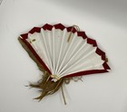 Vintage Ornamental Fan Christmas Ornament Red Embroidered