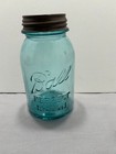 Antique Ball  perfect Mason  Quart Blue green Aqua Glass Number 13