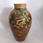 Antique Persian Middle Eastern Qajar Pottery Vase Jar Birds Flowers 