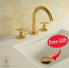 Unlaquered Solid Brass Bathroom Vanity Sink 3 Holes Faucet  Deck Mounted Faucet