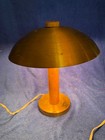 Vintage 1940s Mid Century Swedish Danish Modern Table Lamp Brass   Teak Wood Mcm