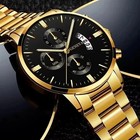 Waterproof Gold Men s Watch Classic Stainless Steel Quartz Analog Business Gift