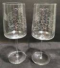 Pair Of Lasvit 8oz  Etched Crystal Wine Modern Glasses 