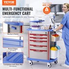 Vevor 5 Tiers Lab Carts Mobile Medical Cart With 5 Drawers   2 Trash Cans Blue